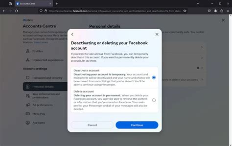 how to deactivate facebook on the browser