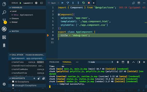 how to debug angular application in visual studio code