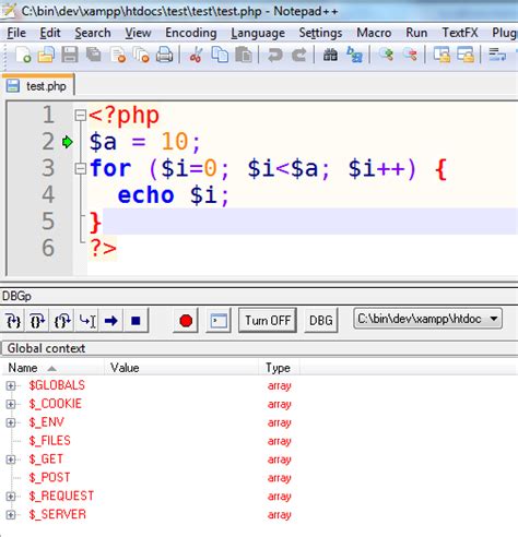 how to debug php code in notepad ++