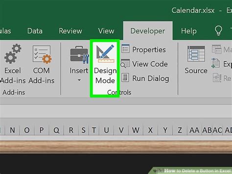 how to delete a button in excel