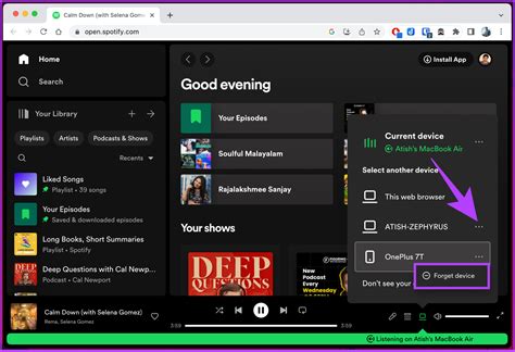 how to delete a device from spotify account