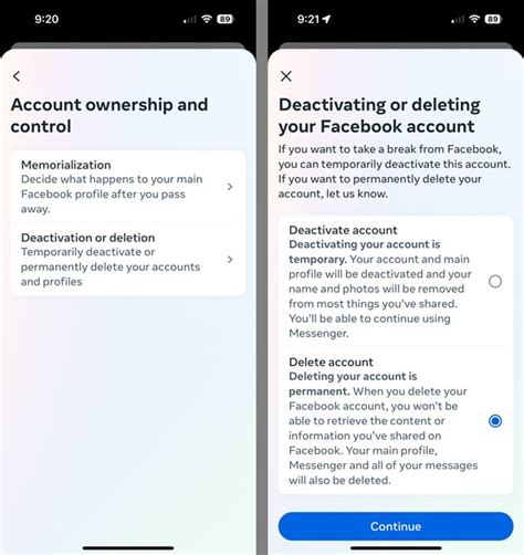 how to delete a duplicate facebook account