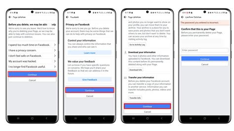how to delete a facebook page from mobile app