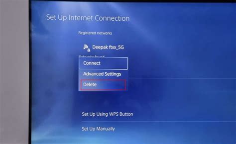 how to delete a internet connection on ps5