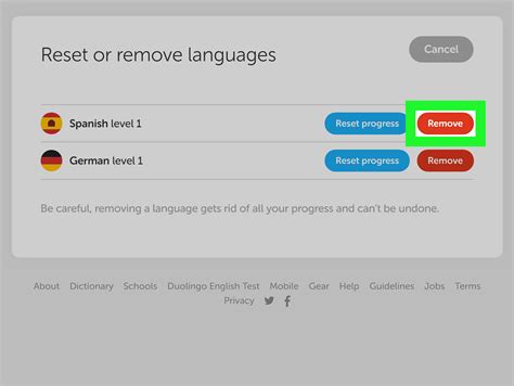 how to delete a language on duolingo iphone