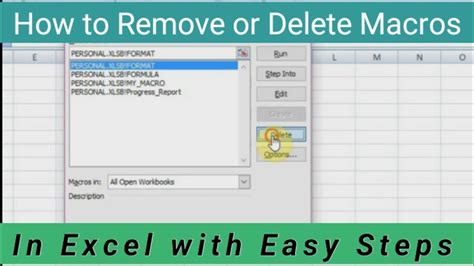 how to delete a macro button in excel