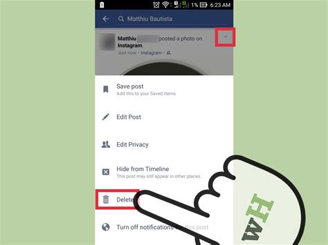 how to delete a post on facebook from instagram