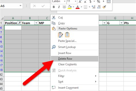 how to delete a row in sheets on ipad