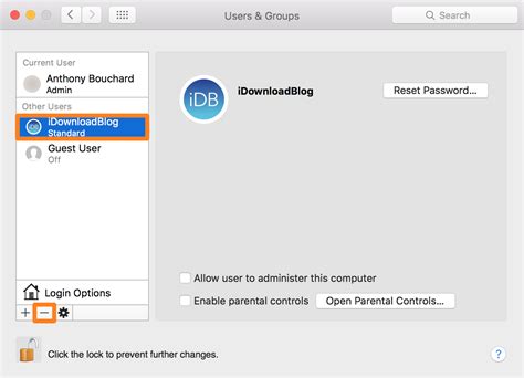 how to delete a user on macbook