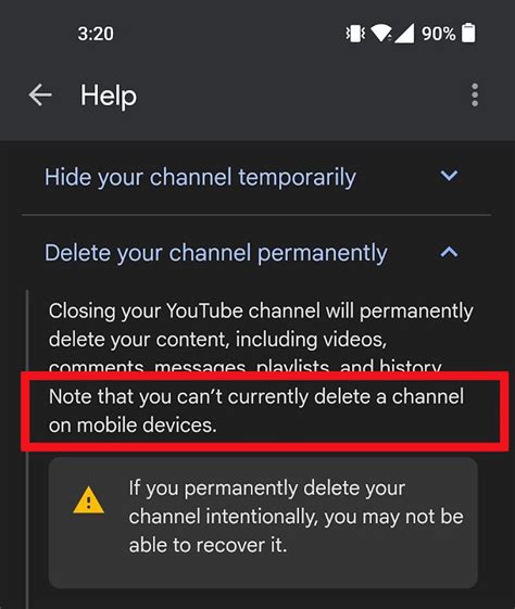how to delete a youtube channel on android