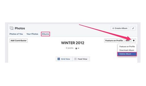 how to delete album in facebook using android phone