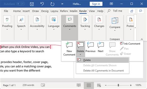 how to delete all comments in word document at once