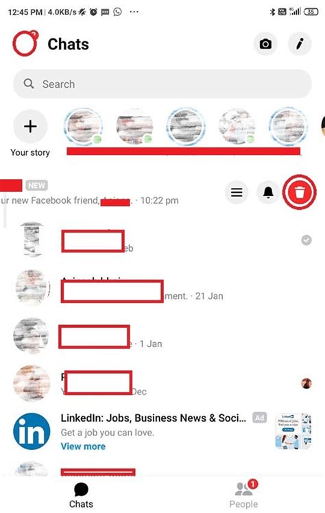 how to delete all facebook messages at once on android