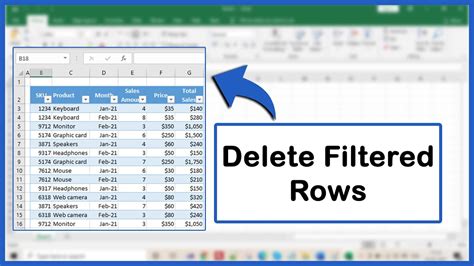 how to delete all filtered rows in excel