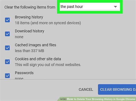 how to delete all items from your google chrome browsing data