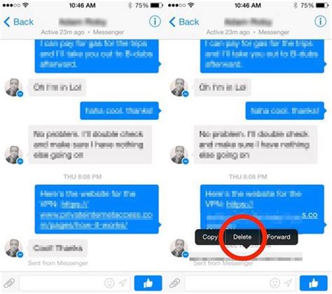 how to delete all messages on facebook on iphone