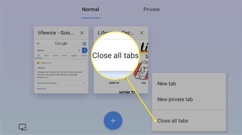 how to delete all tabs on android