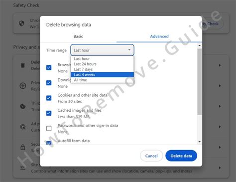how to delete all the data from chrome
