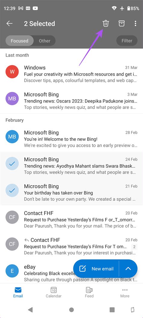 how to delete an email on an android phone