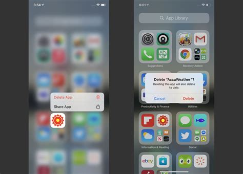 how to delete apps from app library ios 14