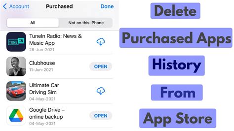 how to delete apps from purchase history on iphone