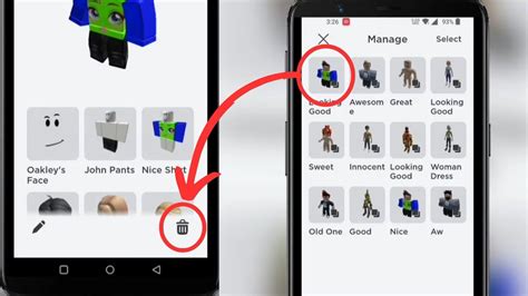 how to delete avatar items in roblox