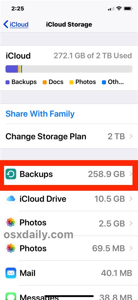 how to delete backup data from icloud