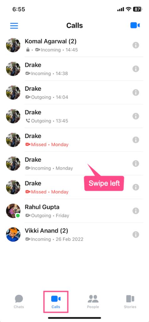how to delete calls from messenger on iphone