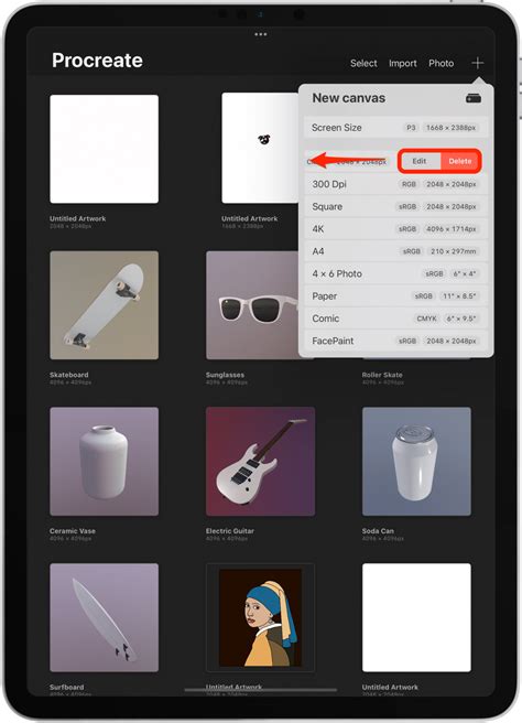 how to delete canvas on procreate ipad