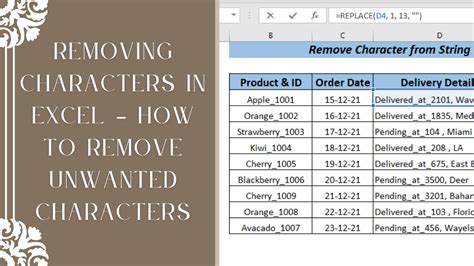 how to delete characters in excel formula