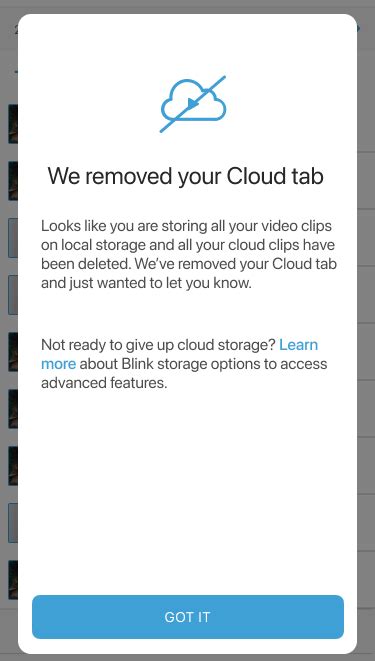 how to delete cloud storage on blink