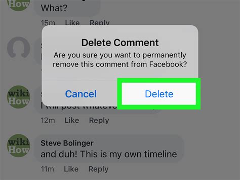 how to delete comment on facebook on iphone