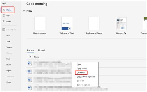 how to delete document in word 365