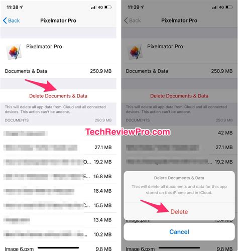 how to delete documents and data from youtube app iphone