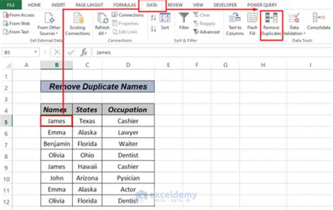 how to delete duplicate names in excel sheet