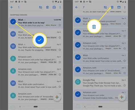 how to delete email from an android phone