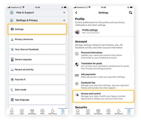 how to delete facebook account from browser on phone