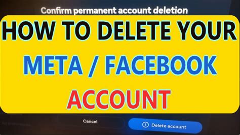 how to delete facebook account in meta