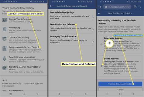 how to delete facebook account on android device