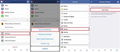 how to delete facebook cache on ios