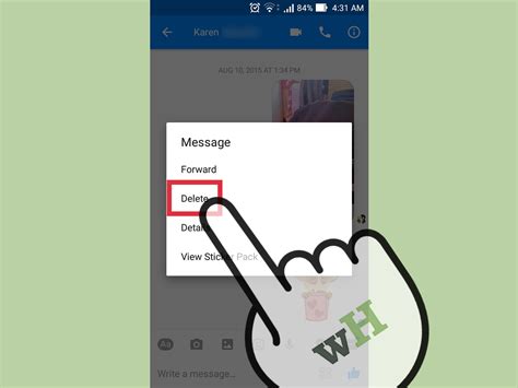 how to delete facebook messages on android