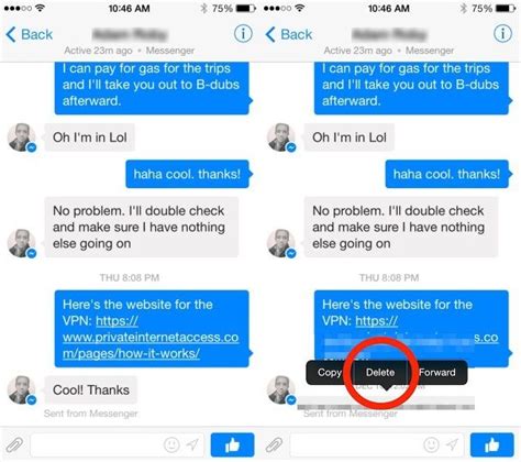 how to delete facebook messages on ipad