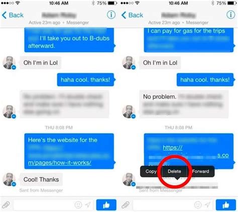 how to delete facebook messenger chat on iphone