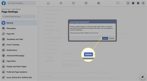 how to delete facebook on webpage