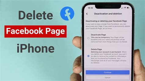 how to delete facebook page 2025 iphone