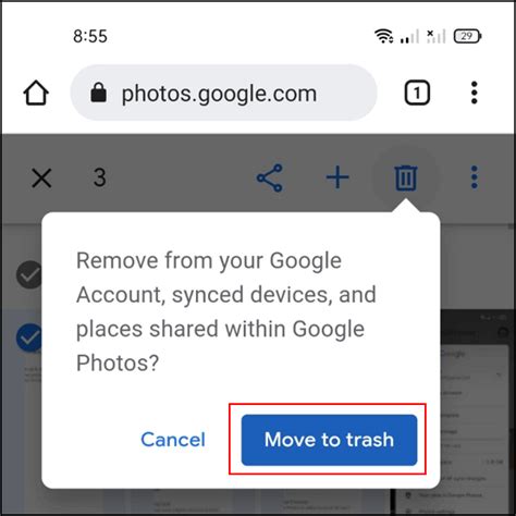 how to delete files from google photos trash