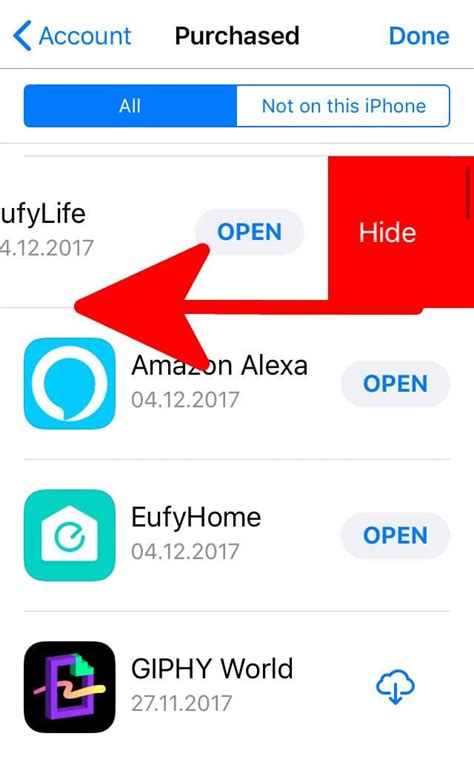 how to delete from app store history