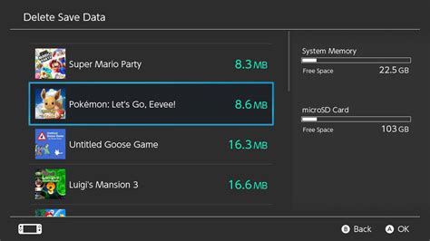 how to delete game files on switch