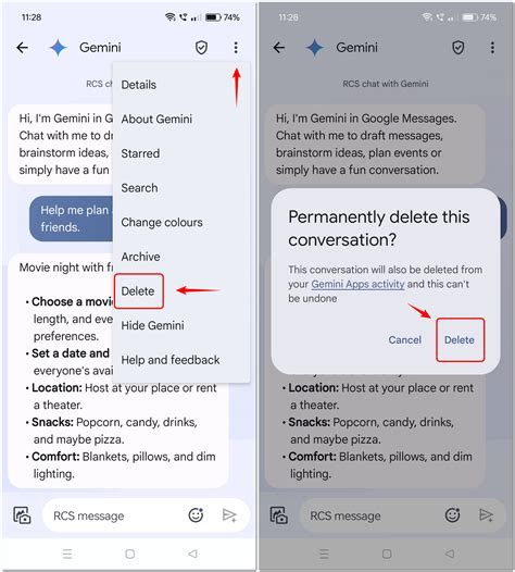 how to delete gemini account on android