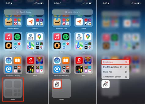 how to delete hidden app folder on iphone
